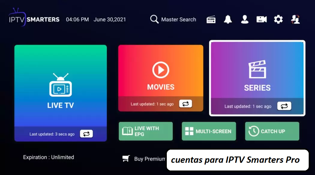 cuentas para IPTV Smarters Pro